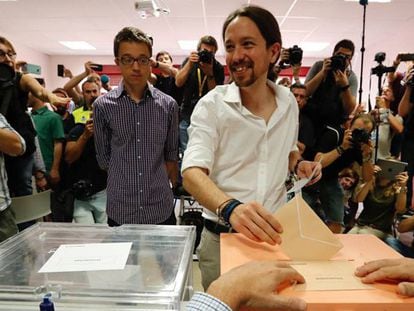 O líder do Podemos, Pablo Iglesias, neste domingo.