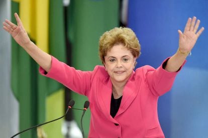 A presidenta Dilma Rousseff, em evento no Pal&aacute;cio do Planalto.