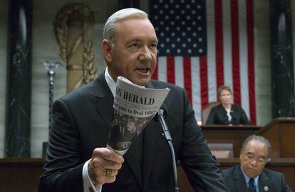 Kevin Spacey em uma cena de ‘House of Cards’.
