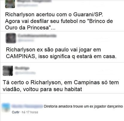 Torcedores ironizam a contratação de Richarlyson nas redes sociais.