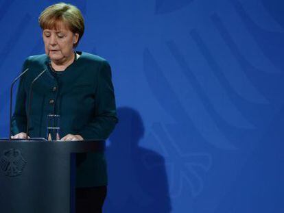 Angela Merkel durante uma coletiva de imprensa na semana passada.