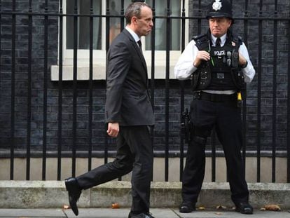 O secretário de Estado britânico para o Brexit, Dominic Raab, nesta terça-feira depois de uma reunião de gabinete.