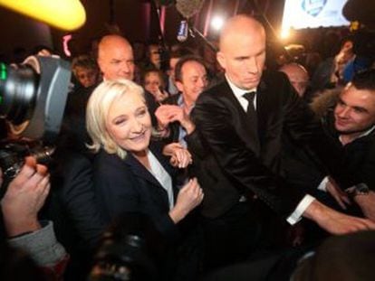 Marine Le Pen, logo após a divulgação dos primeiros resultados.