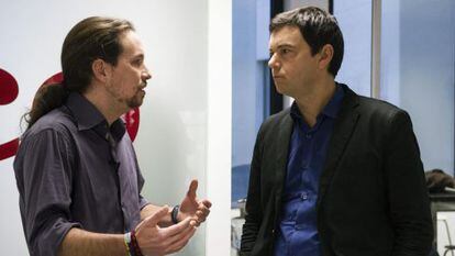 Iglesias (esq.), conversa com o economista Thomas Piketty.