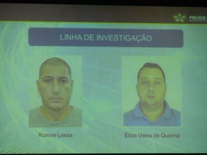 Polícia Civil expõe imagens de suspeitos no caso Marielle Franco no Rio de Janeiro.