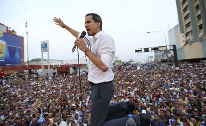 Juan Guaidó, no sábado, em um ato com simpatizantes em Maracaibo