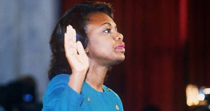 Anita Hill, no dia 12 de outubro de 1991, ante o comitê judicial do Senado dos Estados Unidos.