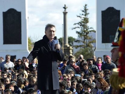 Macri, durante um ato público ao completar seis meses no poder.