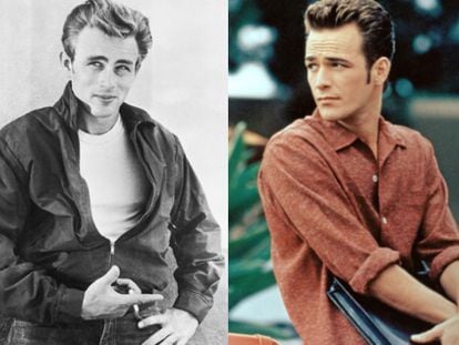 Não são a mesma pessoa: na foto em preto e branco é James Dean e na colorida é Luke Perry