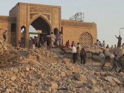 A mesquita em honra ao profeta Yunus (Jonas) em Mossul, destruída em julho por terroristas do Estado Islâmico.