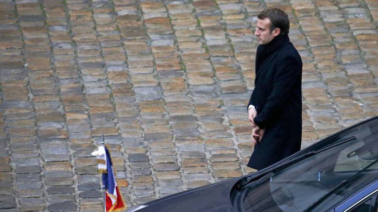 O presidente Macron nesta segunda-feira em Paris