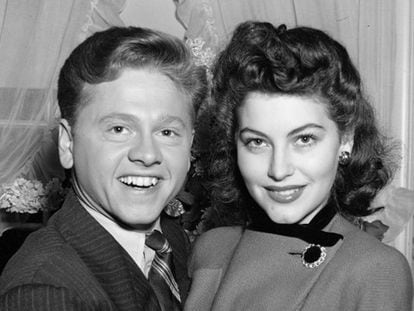 Mickey Rooney com sua primeira esposa, Ava Gardner.