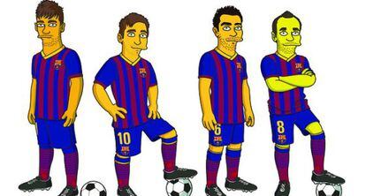 Os personagens de Neymar, Messi, Xavi e Iniesta.