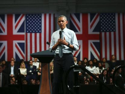 O presidente Obama profere um discurso em Londres.