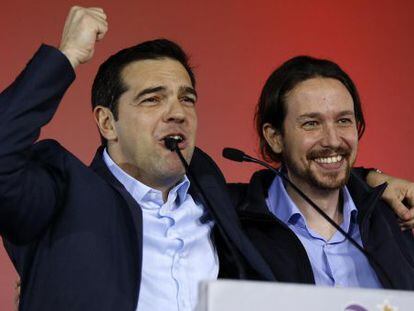 Tsipras e Pablo Iglesias nesta semana em Atenas.