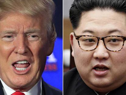 Donald Trump e Kim Jong-un em imagens de arquivo