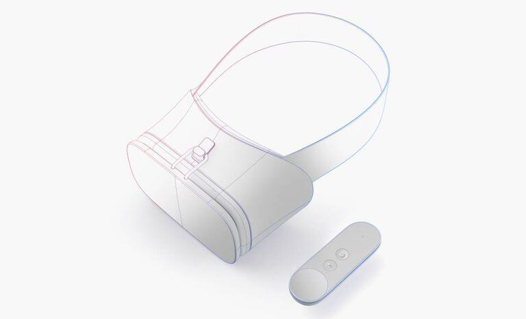 Protótipo de óculos e comando do Daydream do Google.
