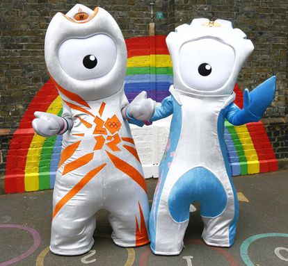 Wenlock e Mandeville, mascotes dos Jogos Olímpicos e Paralímpicos de Londres, 2012.