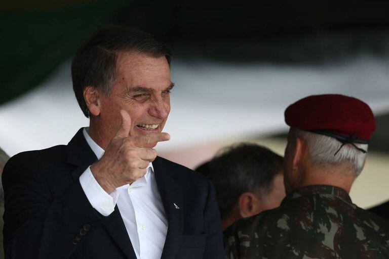 O presidente eleito, Jair Bolsonaro, em evento comemorativo da Brigada de Infantaria Paraquedista no Rio de Janeiro.