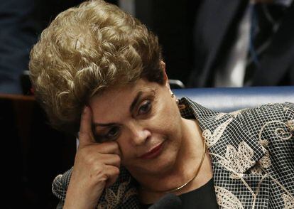 A presidenta afastada Dilma Rousseff, nesta segunda-feira.