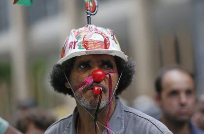 Protesto contra a corrupção em frente à Petrobras, no dia 4 de fevereiro, no Rio.