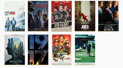 Cartazes originais dos nove indicados ao Oscar 2020 Melhor Filme.