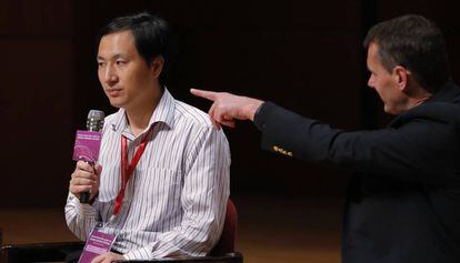 He Jiankui, durante seu pronunciamento na Conferência de Edição do Genoma Humano realizada nesta quarta-feira em Hong Kong.
