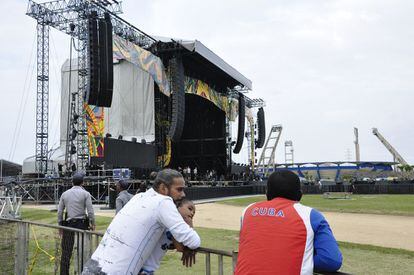 O palco onde tocarão os Rolling Stones em Cuba.