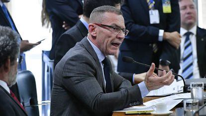 O senador Fabiano Contarato (Rede-ES) durante audiência na CCJ na última quarta-feira.