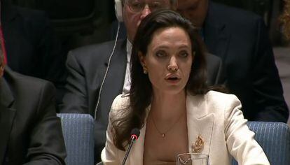 Angelina Jolie durante participação na ONU em abril.