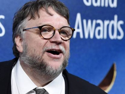 Guillermo del Toro na cerimônia de premiação do Sindicato dos Roteiristas, neste domingo
