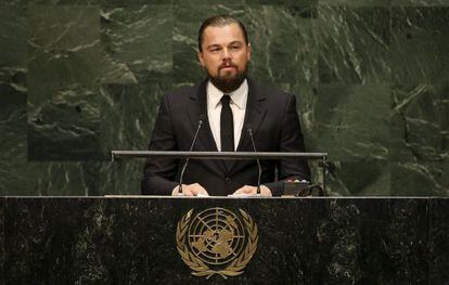 O ator Leonardo Di Caprio fala na Cúpula do Clima.