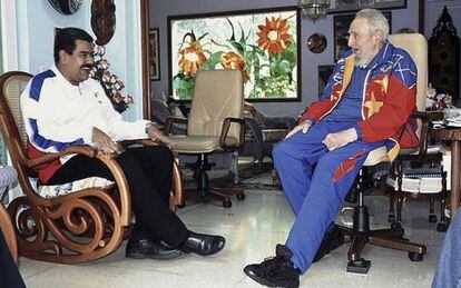 Visita de Nicolás Maduro a Fidel Castro no dia 19 de agosto.