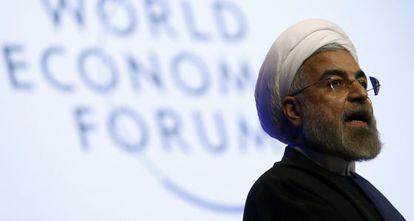 O presidente do Irã, Hasan Rohaní, em Davos.