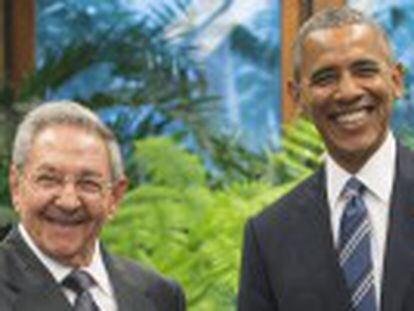 Ambos estão reunidos no Palacio de la Revolución. Obama homenageou José Martí, herói da independência cubana