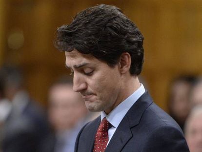 O primeiro-ministro Justin Trudeau no Parlamento do Canadá