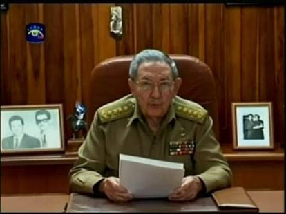 Raúl Castro durante discurso na TV nesta quarta-feira.