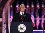 US Vice President Mike Pence speaks during the third night of the Republican National Convention at Fort McHenry National Monument in Baltimore, Maryland, August 26, 2020. (Photo by SAUL LOEB / AFP)