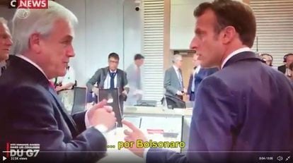 Sebastián Piñera (à esquerda) e Emmanuel Macri falam sobre Bolsonaro nos bastidores da cúpula do G20