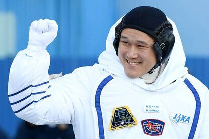 O astronauta japonês antes de ir para a ISS, em 17 de dezembro.