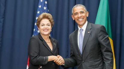 Dilma e Obama antes da reuni&atilde;o bilateral.