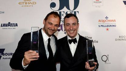 Chef Daniel Humm e Will Guidara (à direita), coproprietário do Eleven Madison Park, nomeado como melhor restaurante.