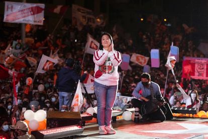 A candidata presidencial Keiko Fujimori participa de ato de campanha na quinta-feira, 3 de junho, em Lima.