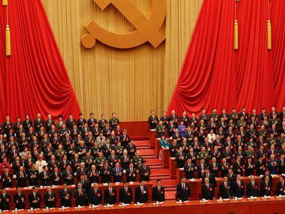 O presidente Xi Jinping na abertura do 19º Congresso do Partido Comunista chinês.