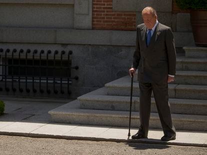 Juan Carlos I, no Palácio de la Zarzuela em 9 de junho de 2014, durante seus últimos dias como monarca.