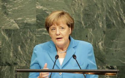 Merkel, uma das poucas l&iacute;deres mundiais mulheres. 