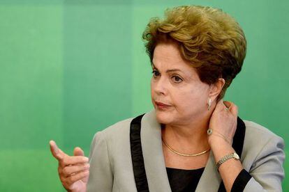 Dilma Rousseff durante evento no Pal&aacute;cio do Planalto.