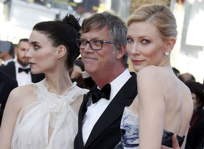 Todd Haynes, entre Rooney Mara (esquerda) e Cate Blanchett.