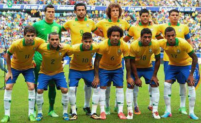 A sele&ccedil;&atilde;o brasileira na final da Copa das Confedera&ccedil;&otilde;es.