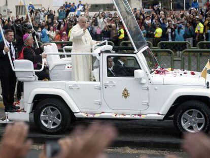 O Papa, no Parque Bicentenário, em Quito, na última terça-feira.